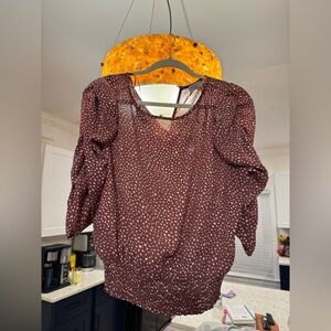 Paper Crane Brown and White Blouse